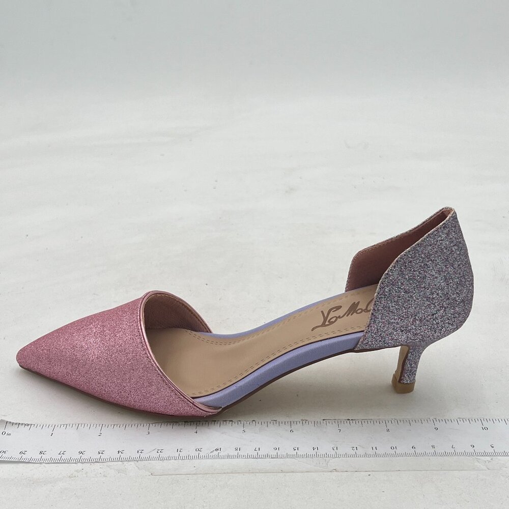 FOWT Women Closed Pointed Toe Kitten Heel Pumps Slip On Two Toned D'Orsay Low